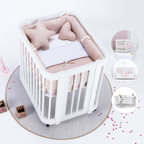 Cuna convertible infantil en color blanco hibernan y malva l Tifon