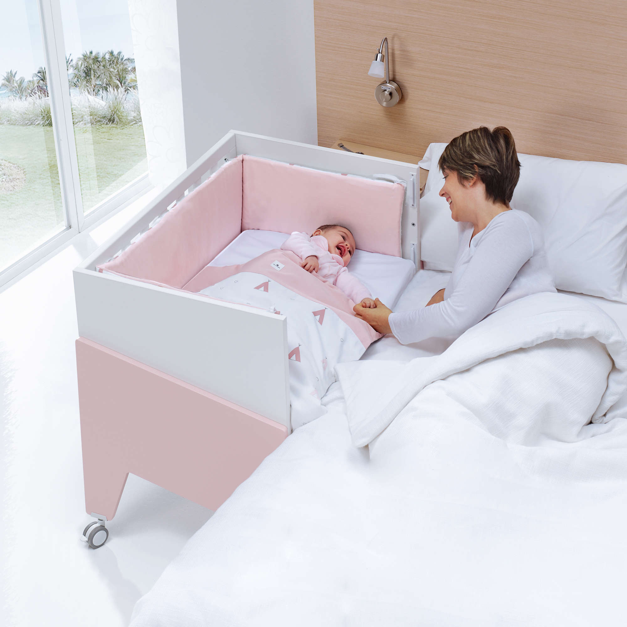 Crib With Wheels Convertible Into Crib Pink Equo