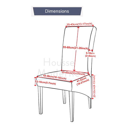 Dimensions housse de chaise grande taille | Housse Moderne
