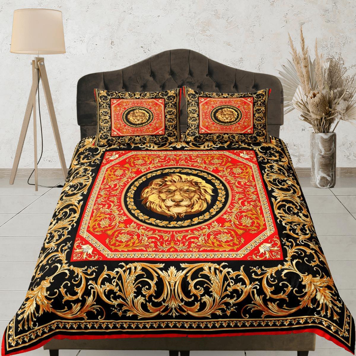 Gold Baroque Chain Lion Bedding Set Luxury Duvet Cover with