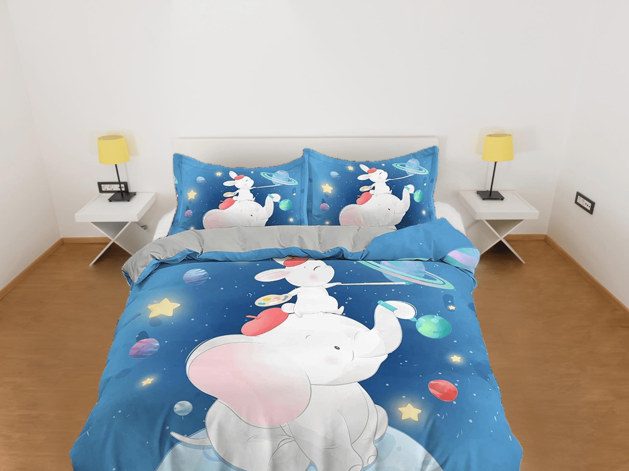 Little mermaid and grizzly bear, toddler bedding, unique duvet cover