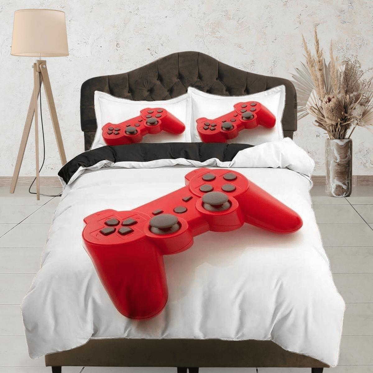 Next level gamer bedding black duvet cover, video gamer boyfriend gift