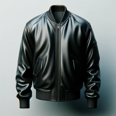 Black Leather Bomber Jacket