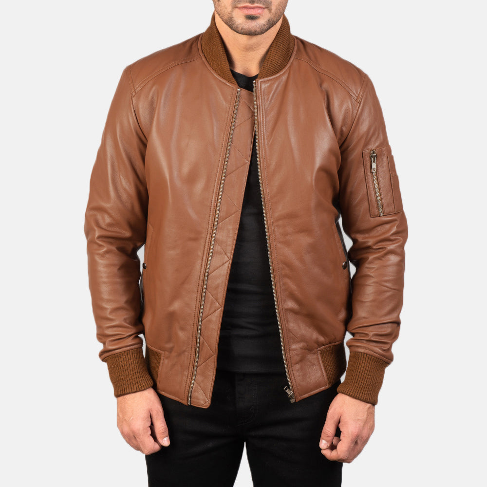 Genuine Brown Sheep Leather Jacket For Men