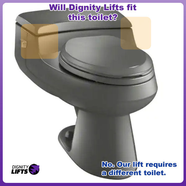 This toilet will not fit a dignity lift