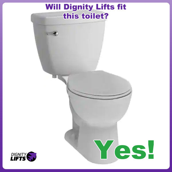 This toilet fits a Dignity Lifts toilet lift