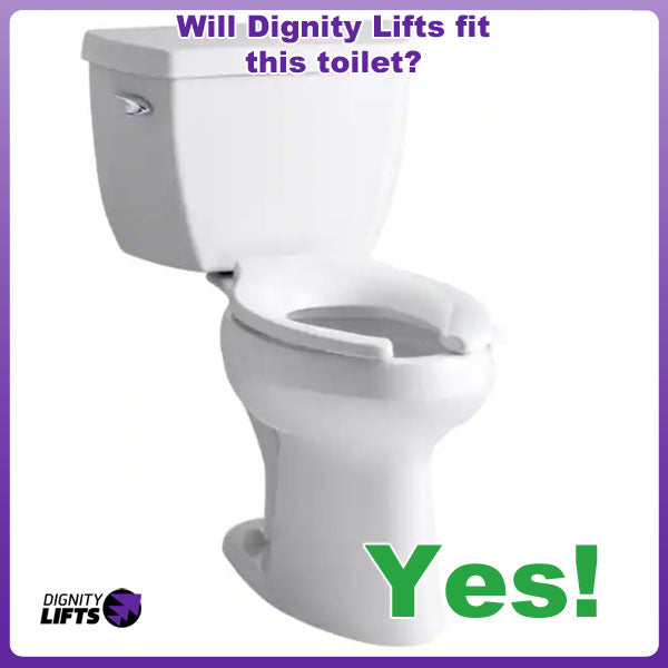 Toilet lift for an elongated toilet