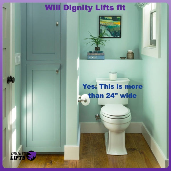 A toilet lift by Dignity Lifts will even fit in some narrow bathrooms