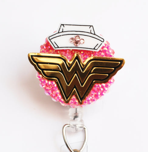 Wonder Woman Movie Golden Lasso Logo Retractable Reel Chrome Badge ID Card  Holder Clip