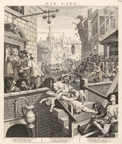 William Hogarth's art called 'Gin Lane'