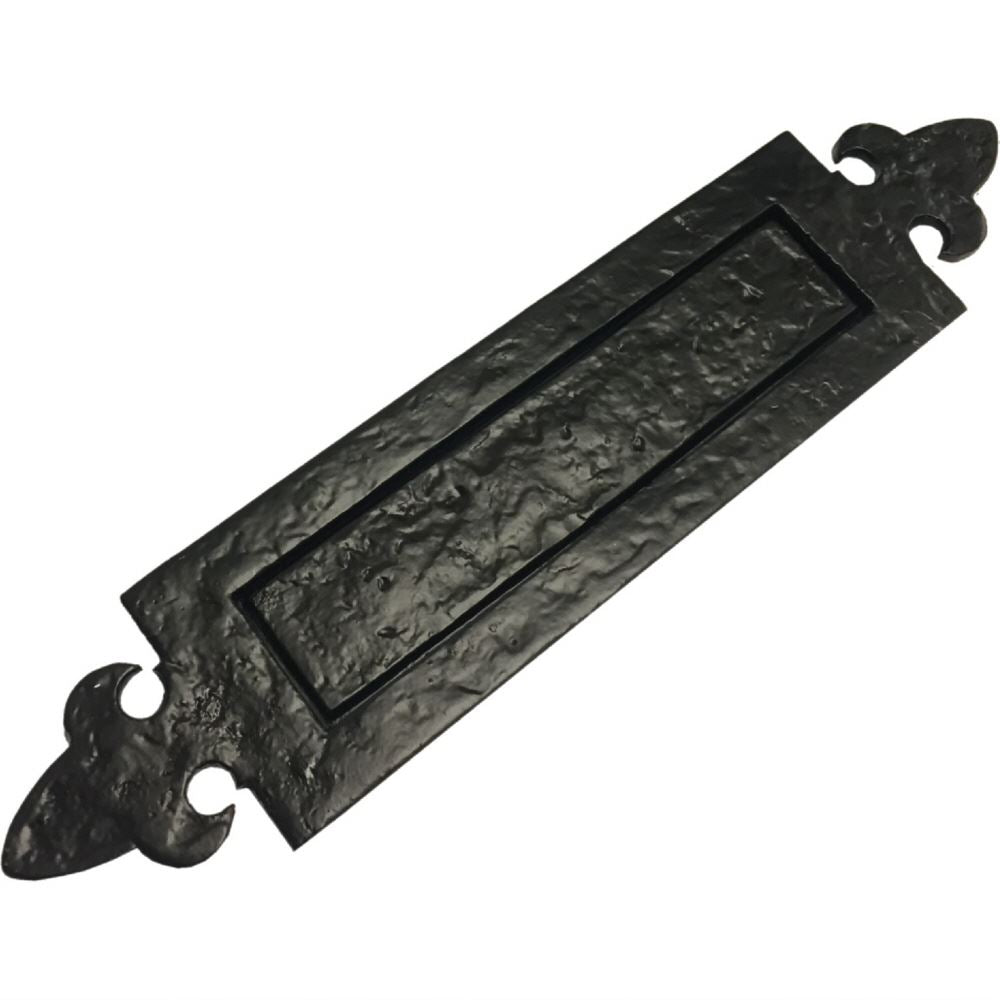 Linx® Fleur de Lys Lever Lock Door Handle, With Letter Plate, Ring Knocker, 3 Lever Lock, Antique Black, 1 Set