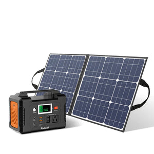 200W Portable Power Station, FlashFish 40800mAh Solar Generator with 50W 18V Portable Solar Panel, Flashfish Foldable Solar Charger with 5V USB 18V DC Output - HomeBrainsandBrawn