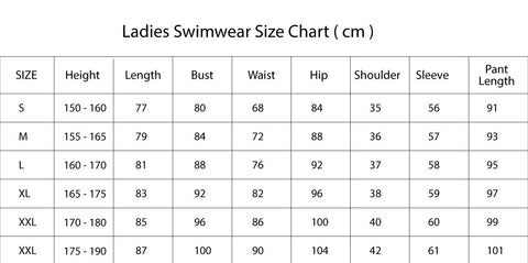 SMAMZ - Ladies Swim Wear Size Chart