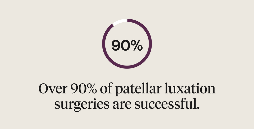 Over 90% of patellar luxation surgeries are successful