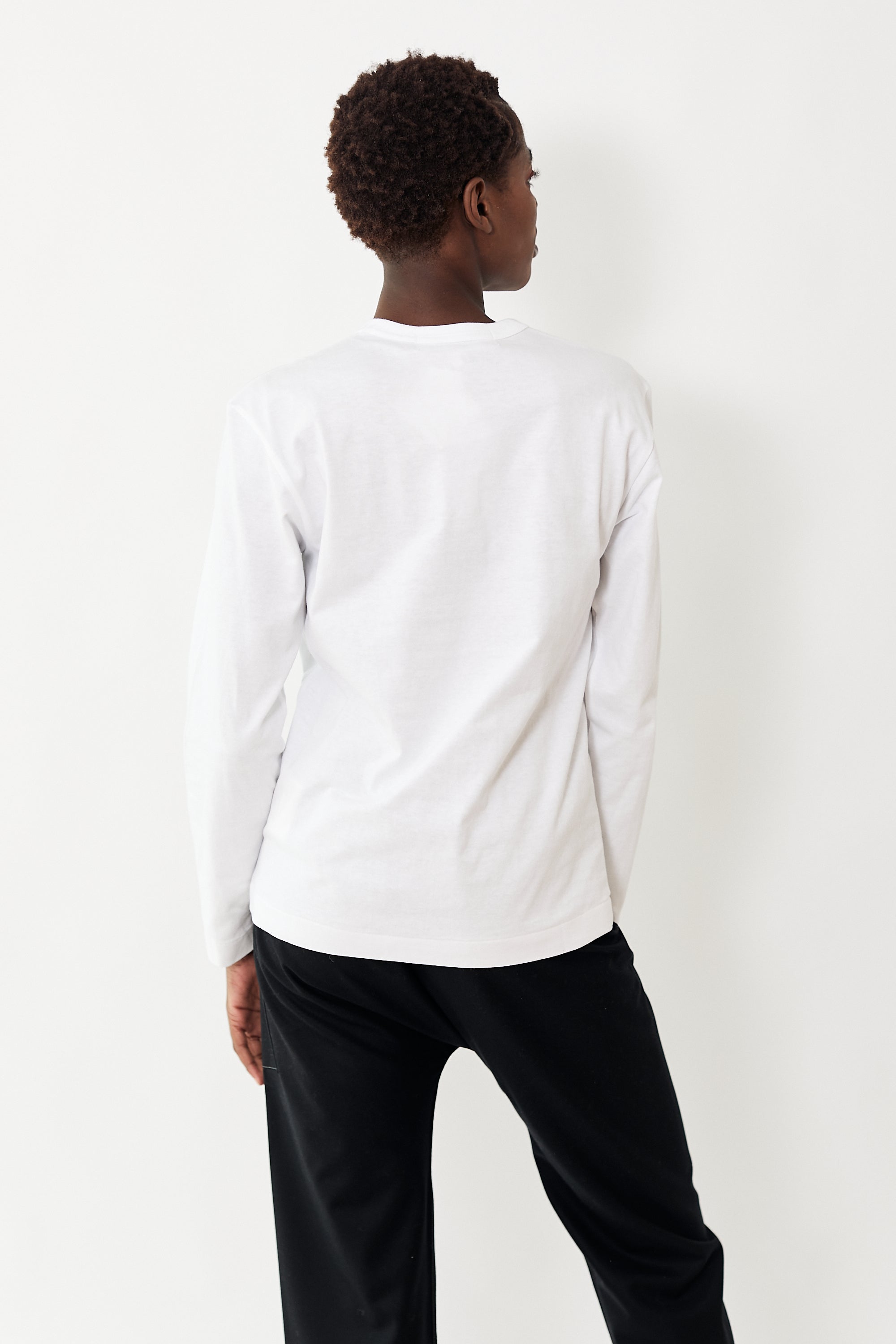 Comme des Gar ons Basic L/S PLAY Tee w/ Red Heart