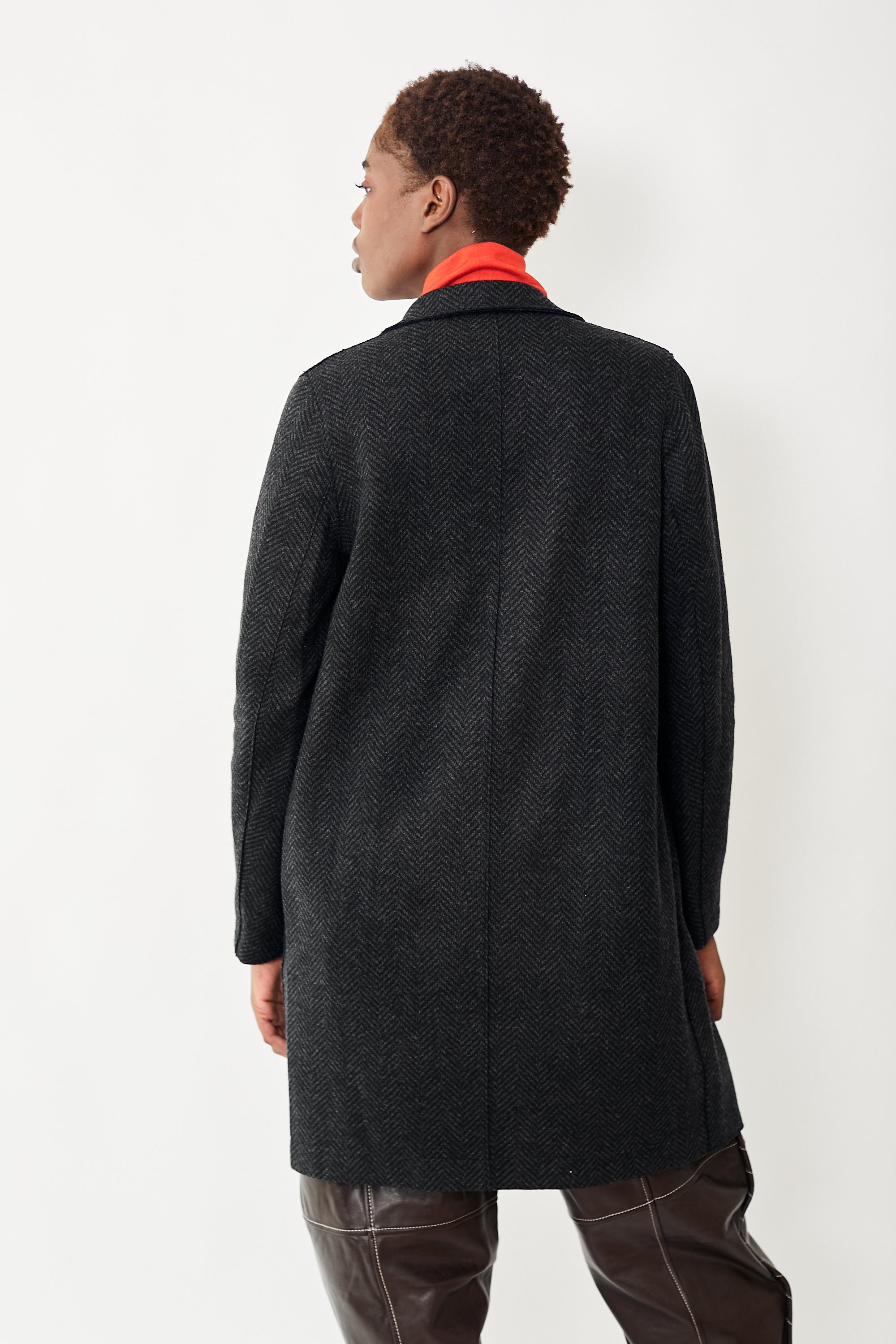 Harris Wharf Cocoon Coat Cashmere Blend Herringbone