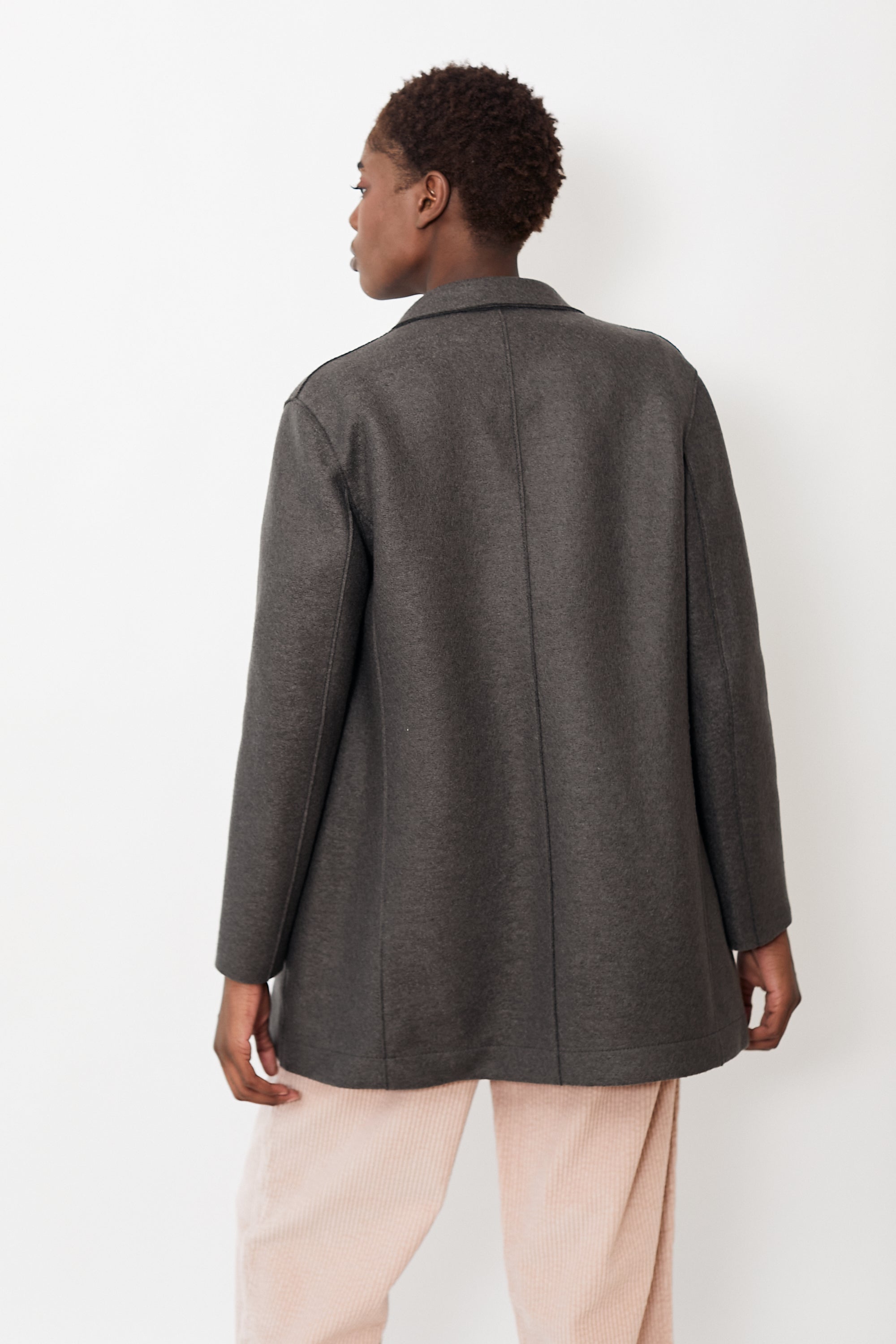 Harris Wharf Slouchy Peacoat Pressed Wool Ebony