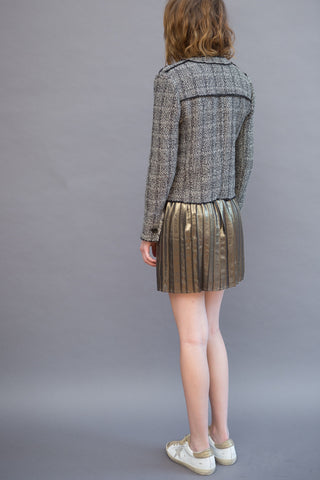 gold lame mini skirt
