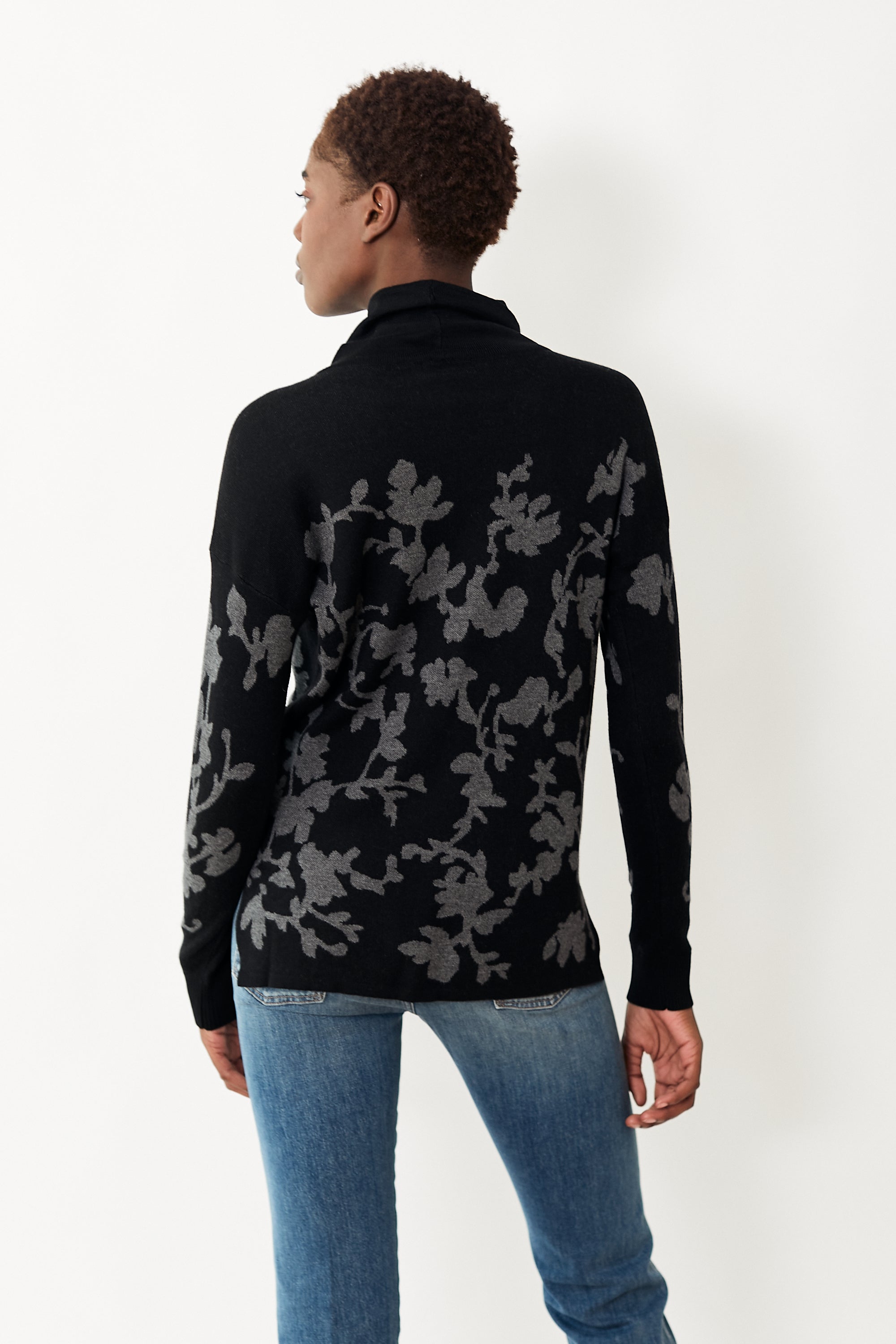 Lilla P Floral Turtleneck Tunic Sweater