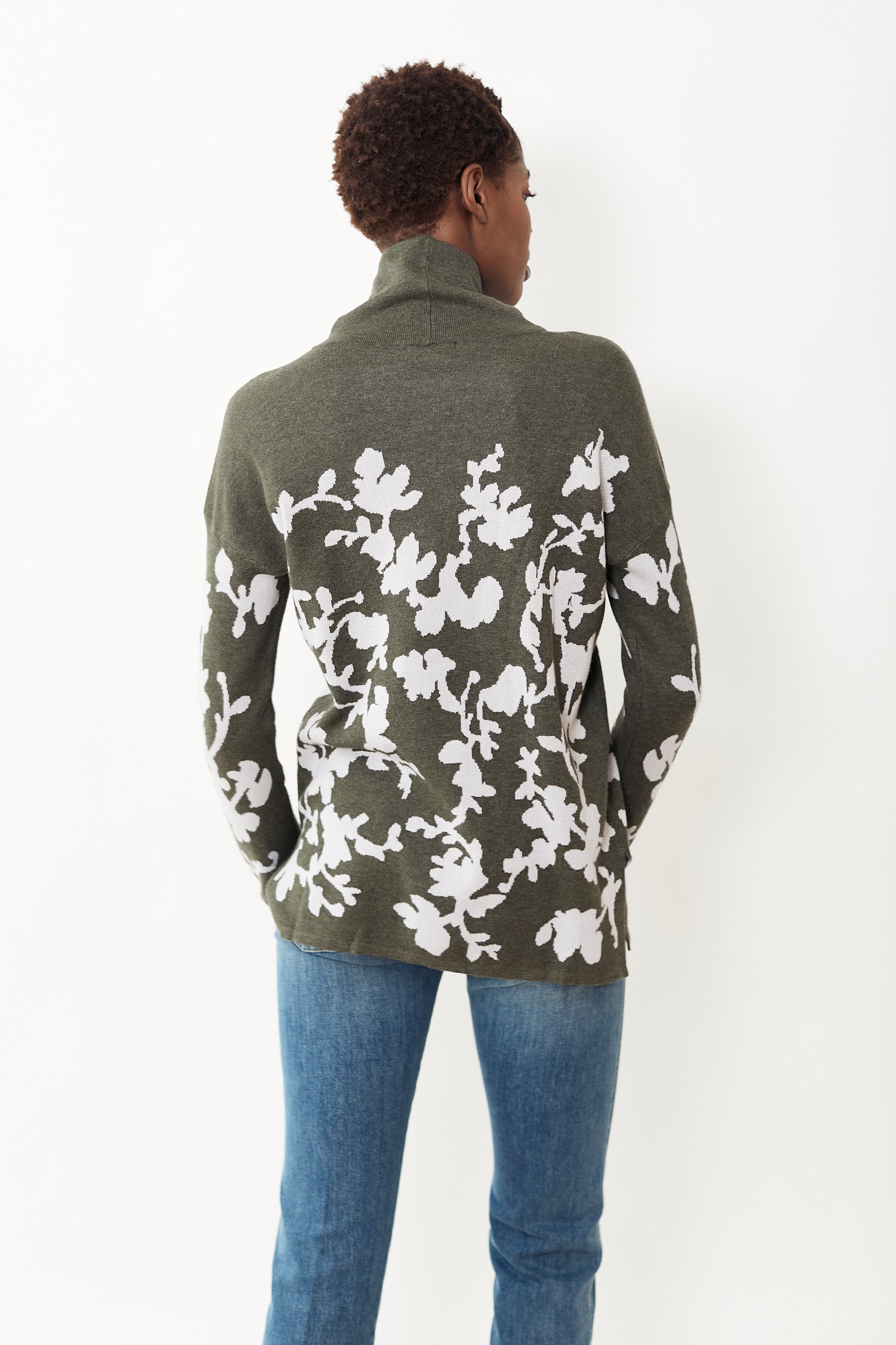 Lilla P Floral Turtleneck Tunic Sweater