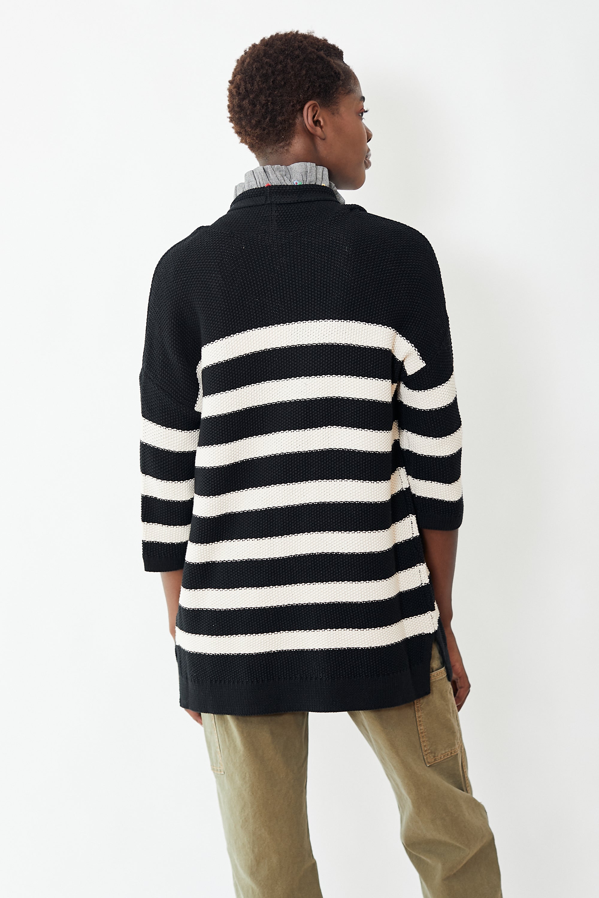 Lilla P Striped Open Cardigan Sweater
