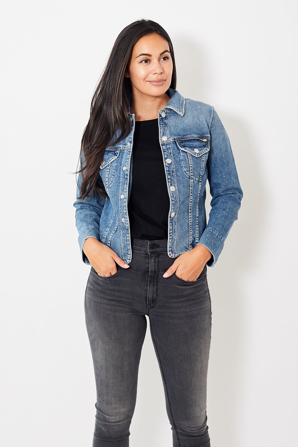 cinch back denim jacket