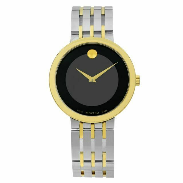  Movado Esperanza Black Dial Two-Tone Stainless Steel Men's Watch 0607058 