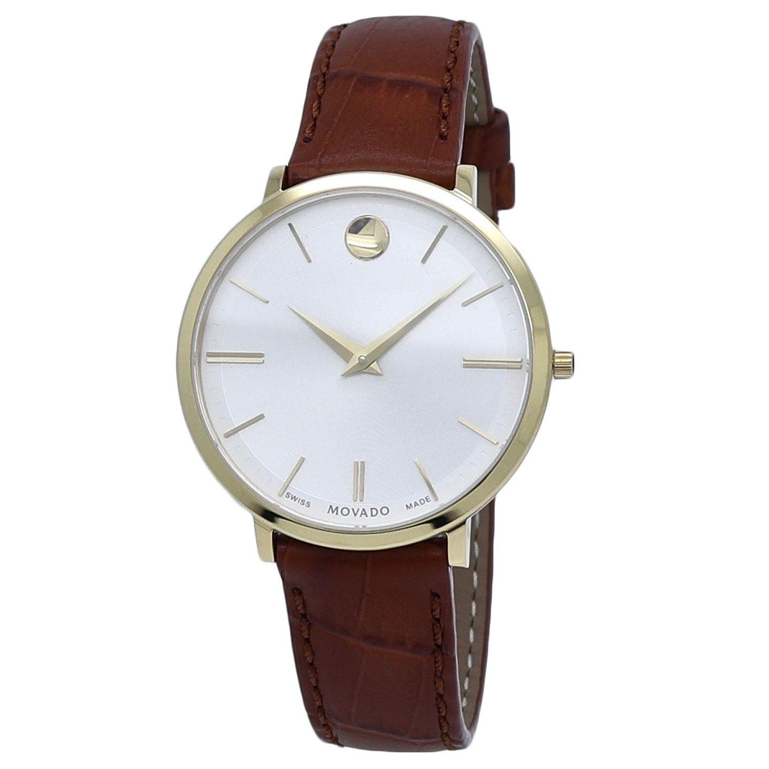  Movado Ultra Slim Brown Leather Ladies Watch 0607176 