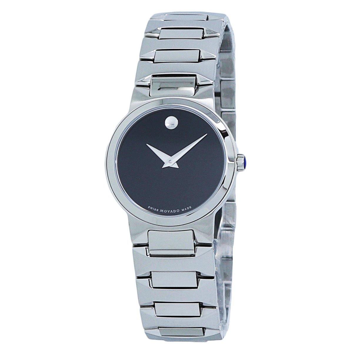  Movado Temo Black Dial Stainless Steel Women's Watch 0607295 