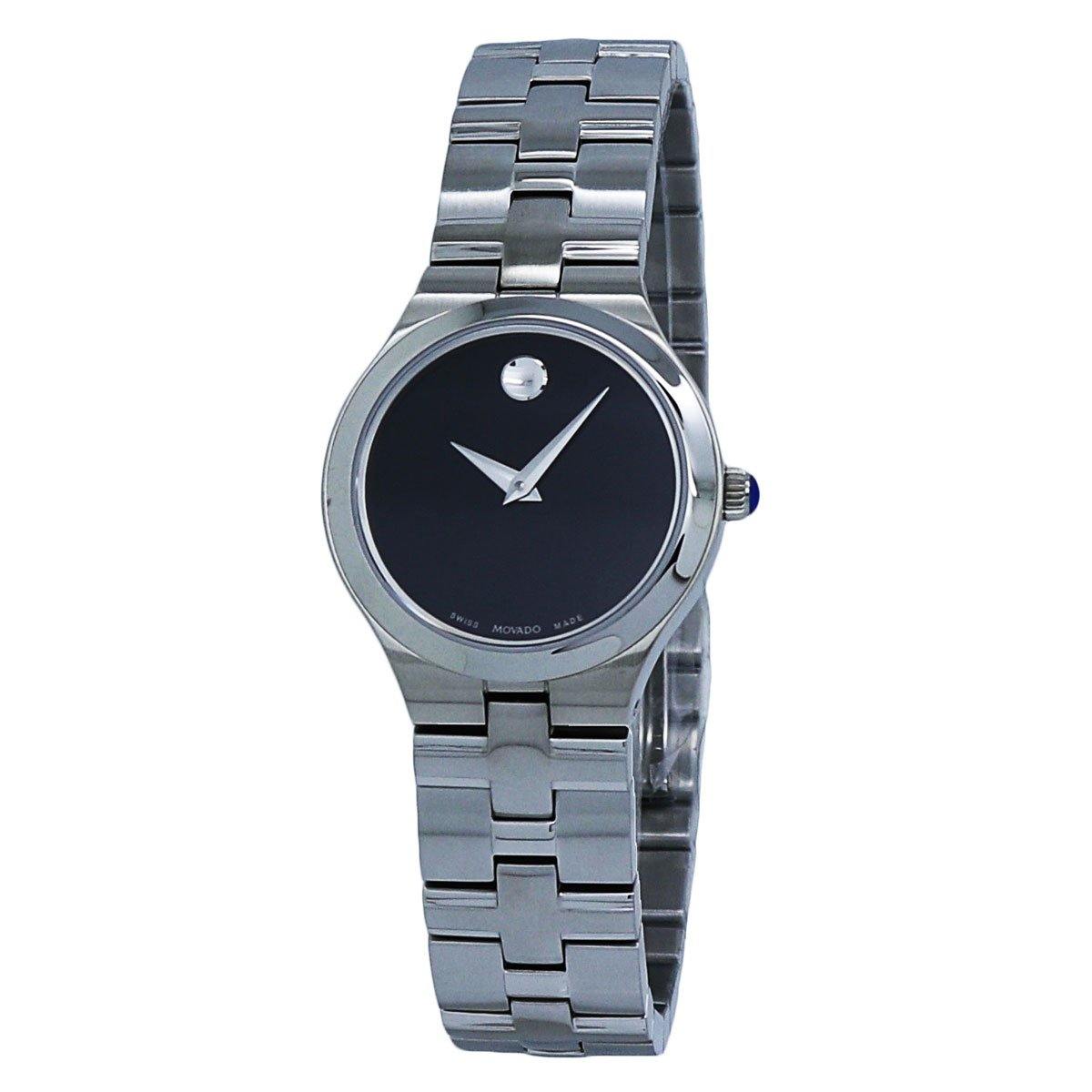  Movado Juro Black Dial Stainless Steel Ladies Watch 0607444 