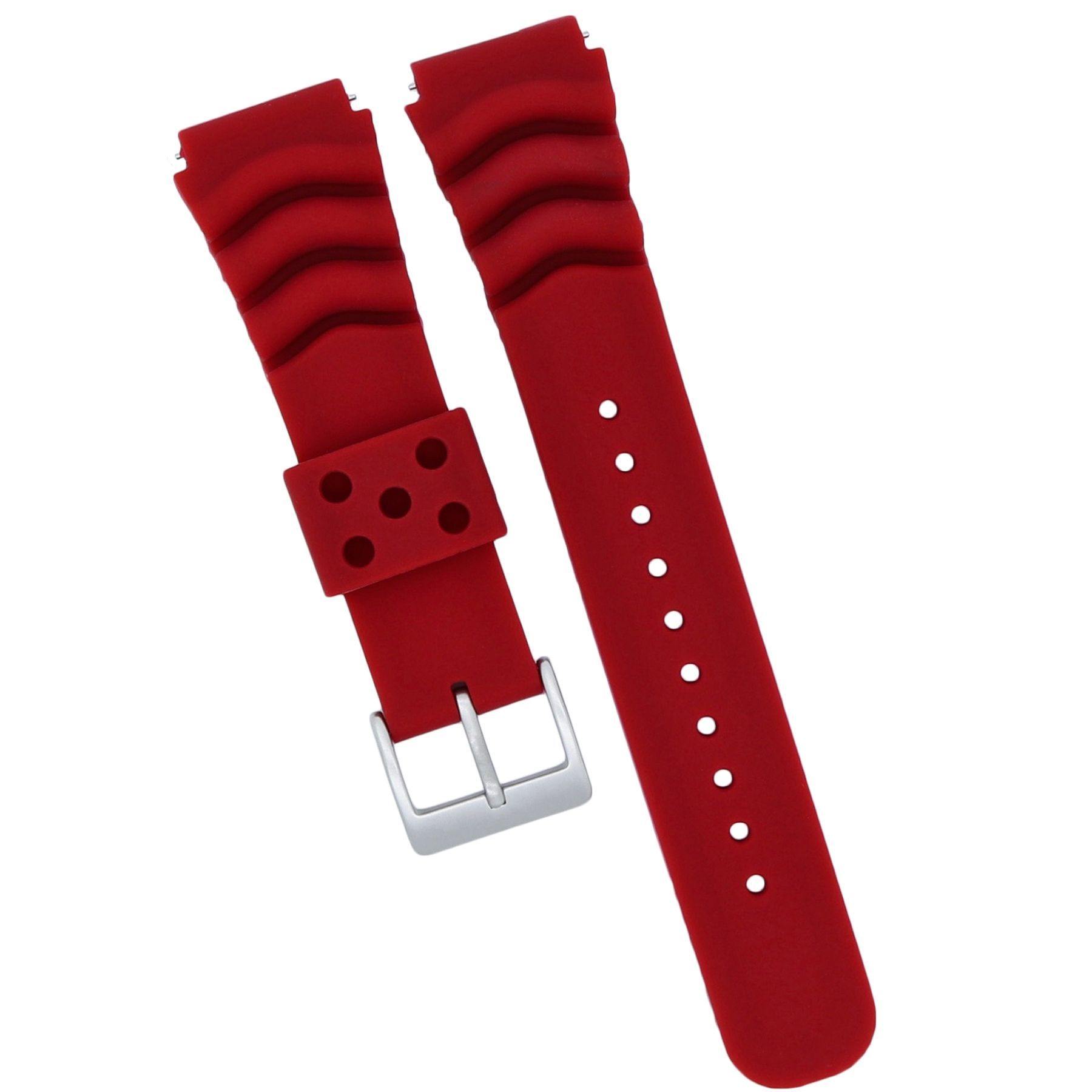  Red Silicone Diver's Style Watch Band- Suitable for SEIKO DIVER WATCH CAL.7S26 