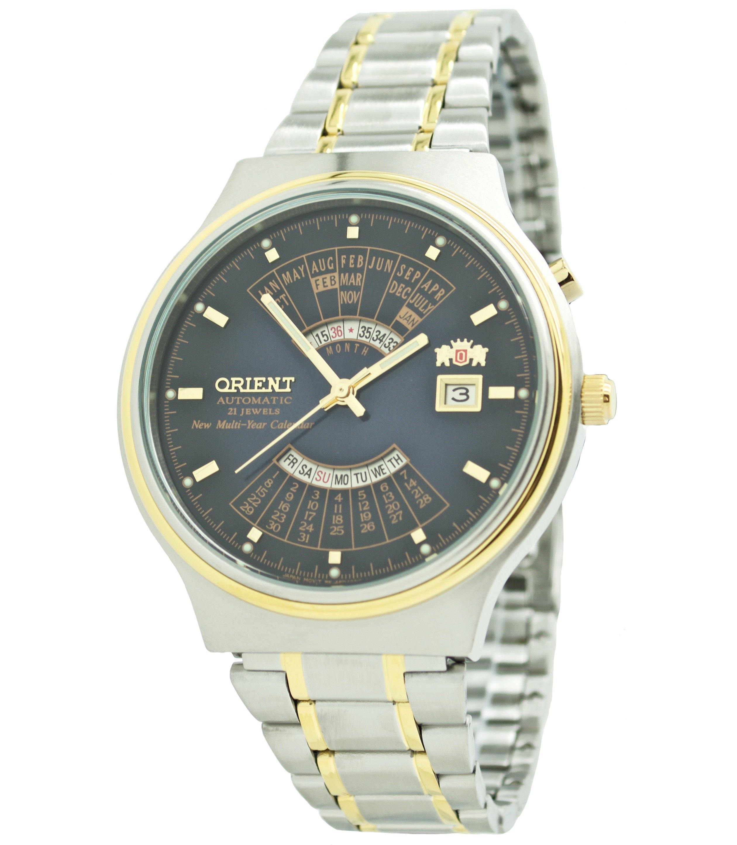  Orient Multi-Year Calendar 21 Jewels FEU00000DW Two-Tone Stainless Steel Men's Watch 