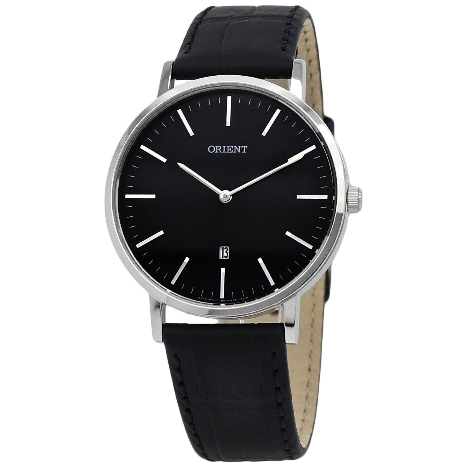  Orient Classic Quartz Black Dial Men's Leather Watch FGW05004B0 