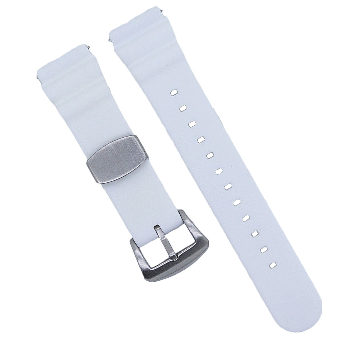  White Soft Silicone Diver Watch Band- Replacement for Seiko Diver Watch 