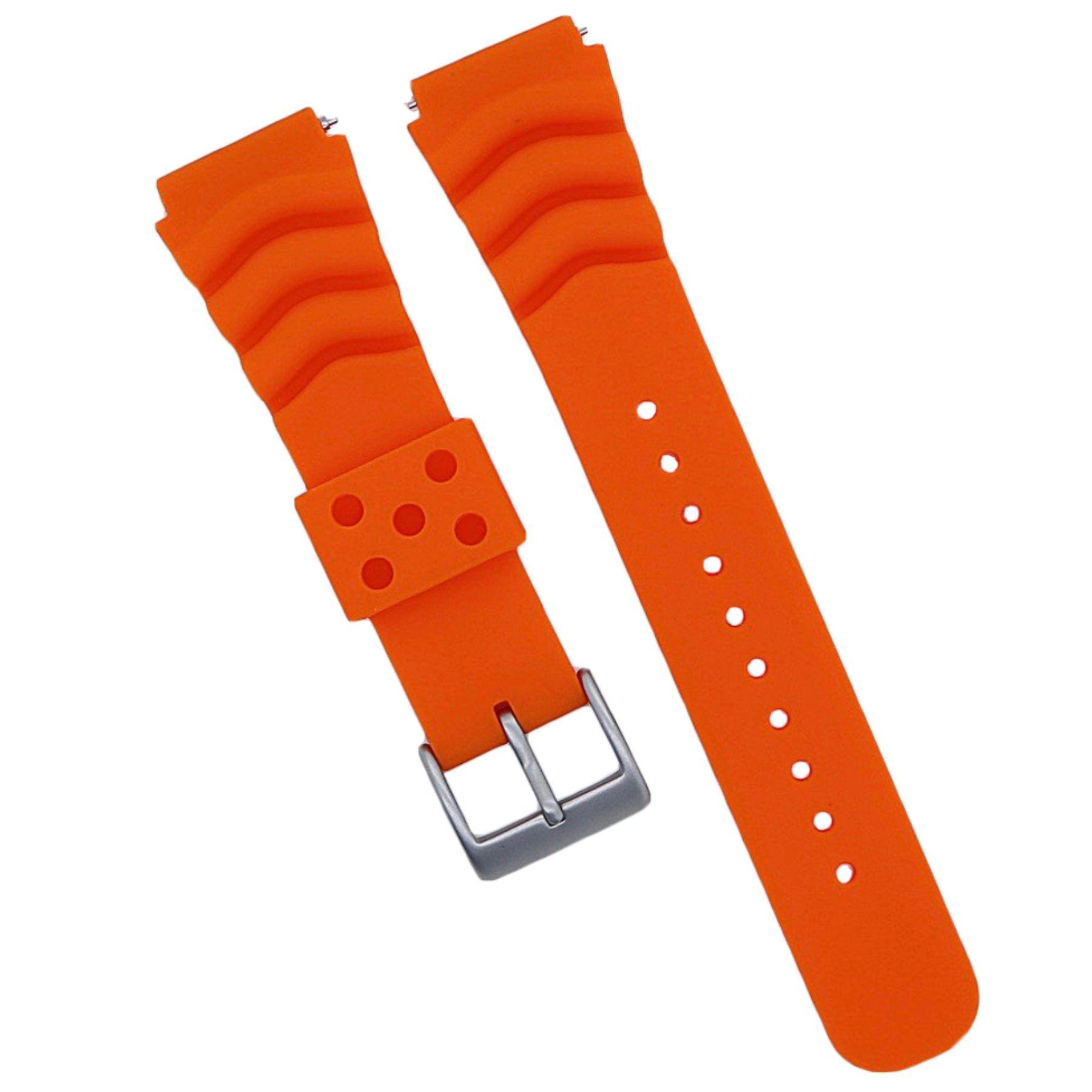Orange Silicone Diver's Style Watch Band- Suitable for SEIKO DIVER WAT –  pass the watch