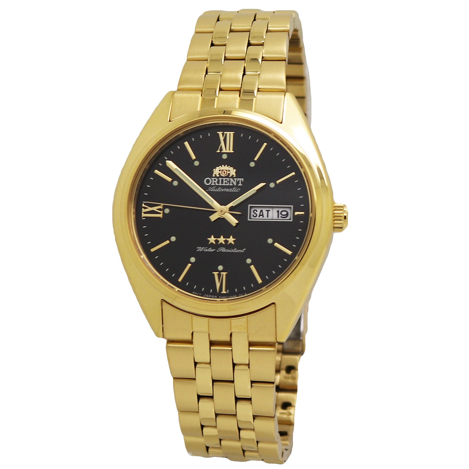  Orient Tri Star Automatic Black Dial Gold-Tone Stainless Steel Men's Watch RA-AB0E11B 