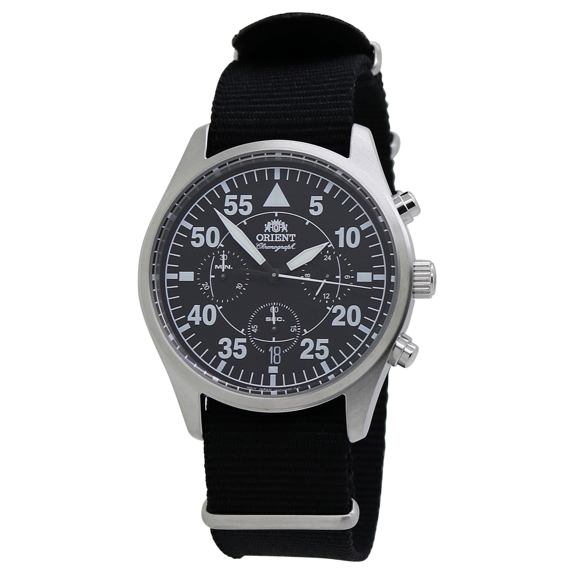  Orient Chronograph Flight Black Dial Nylon Band Men's Watch RA-KV0502B 