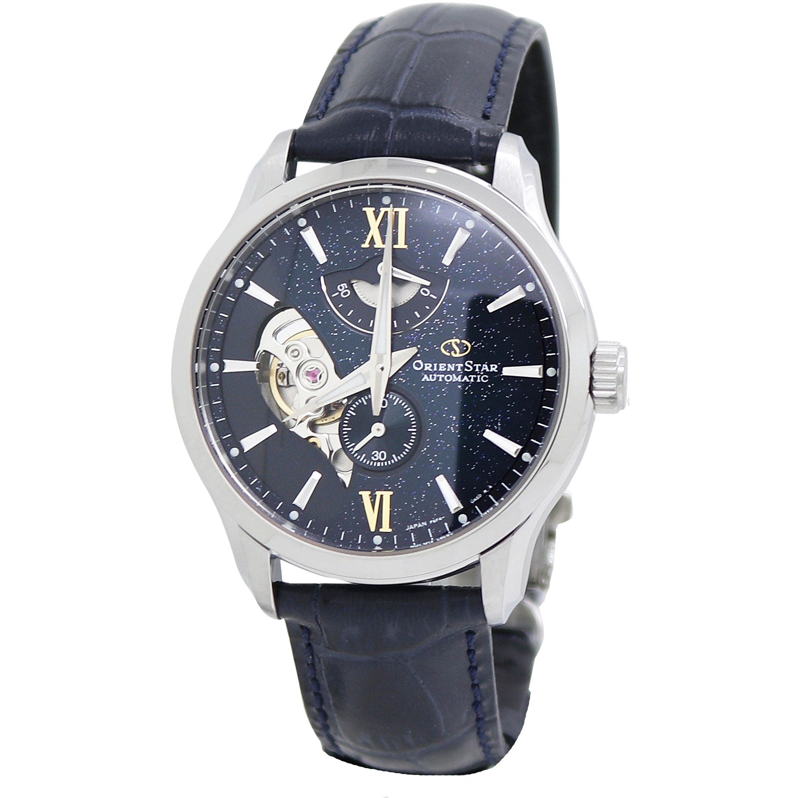  Orient Star Automatic Blue Dial Leather Band Men's Watch RE-AV0B05E 