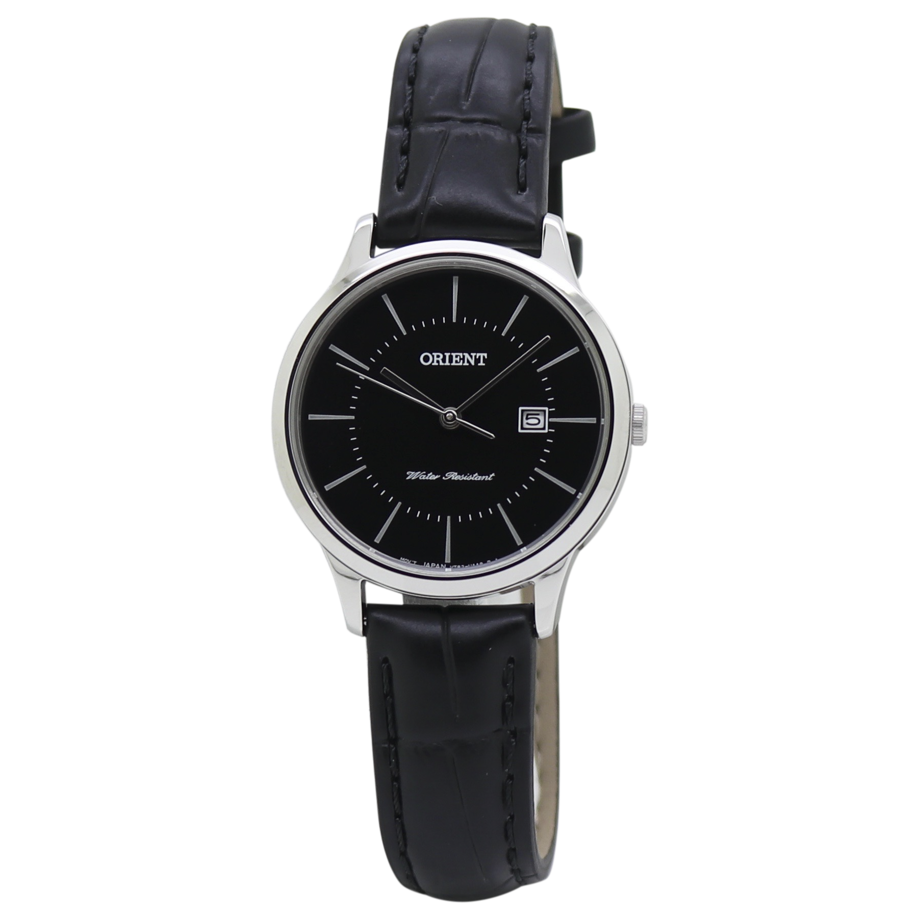  Orient Contemporary Black Dial Black Leather Band Ladies Watch RF-QA0004B10B 