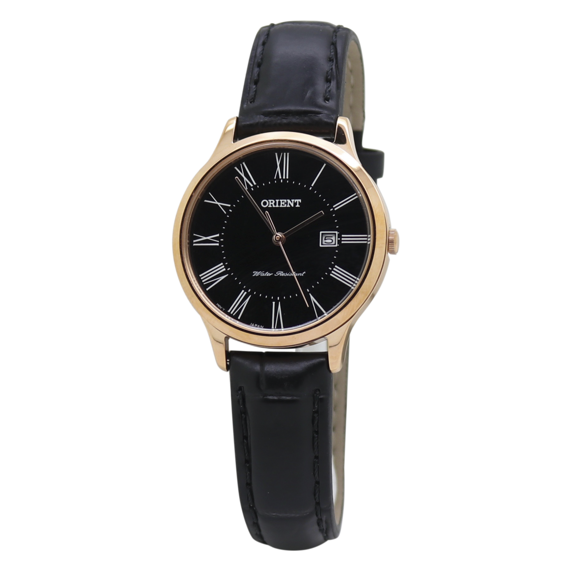  Orient Contemporary Black Dial Black Leather Band Ladies Watch RF-QA0007B10B 