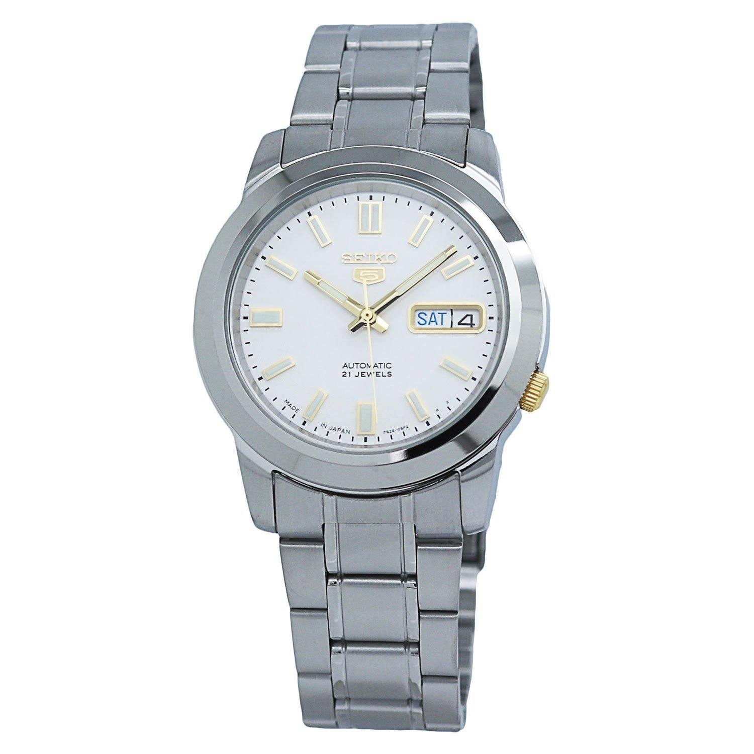  Seiko 5 Automatic SNKK07J1 White Dial Stainless Steel Men's Watch 