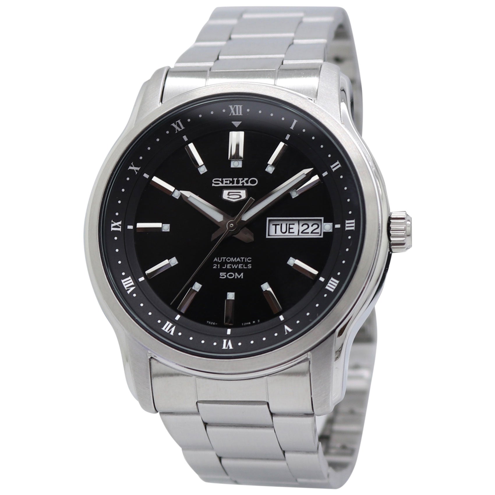 Seiko 5 Automatic Black Dial Stainless Steel Men's Watch SNKP11 – pass ...