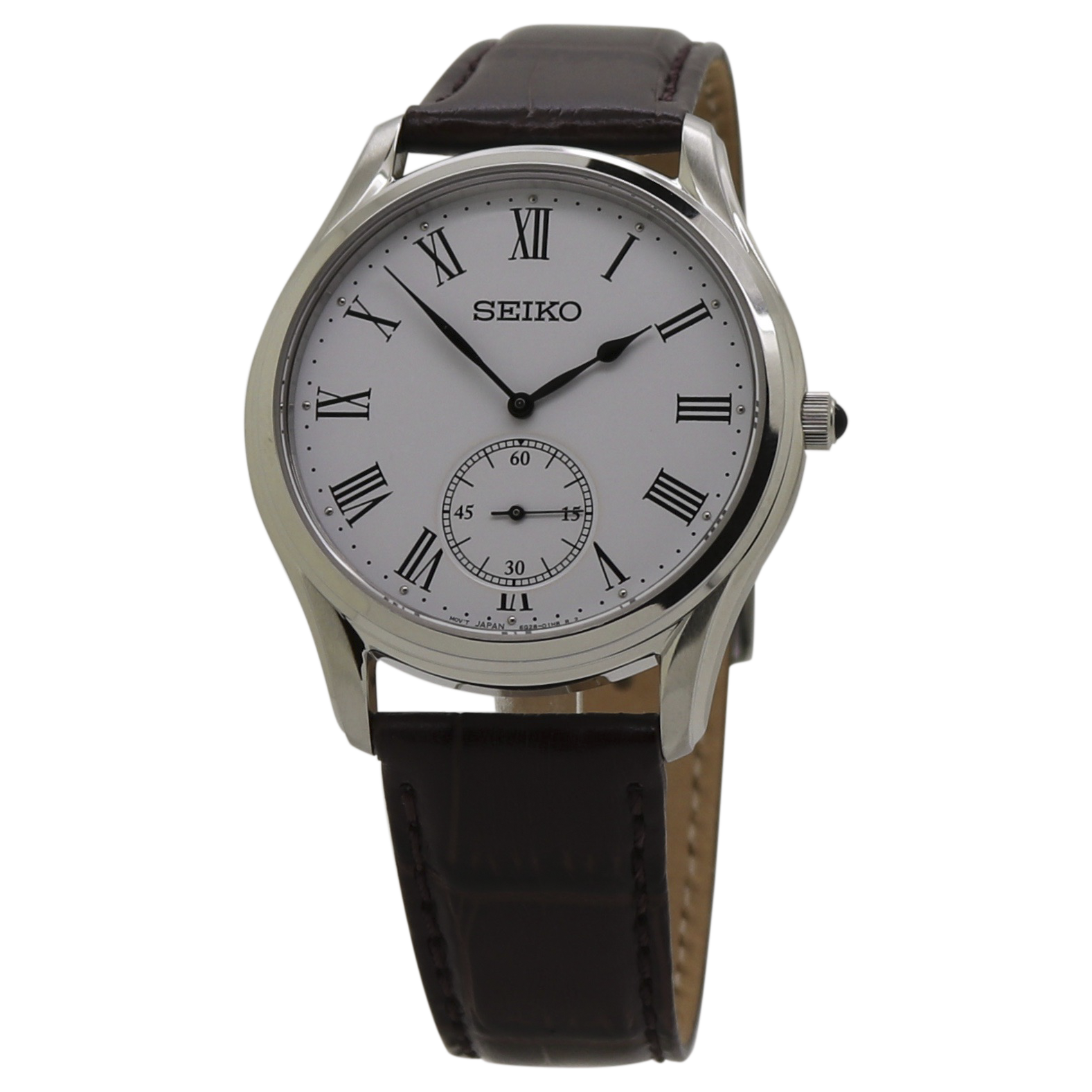 Seiko Essentials Quartz White Dial Brown Leather Band Men's Watch SRK0 –  pass the watch