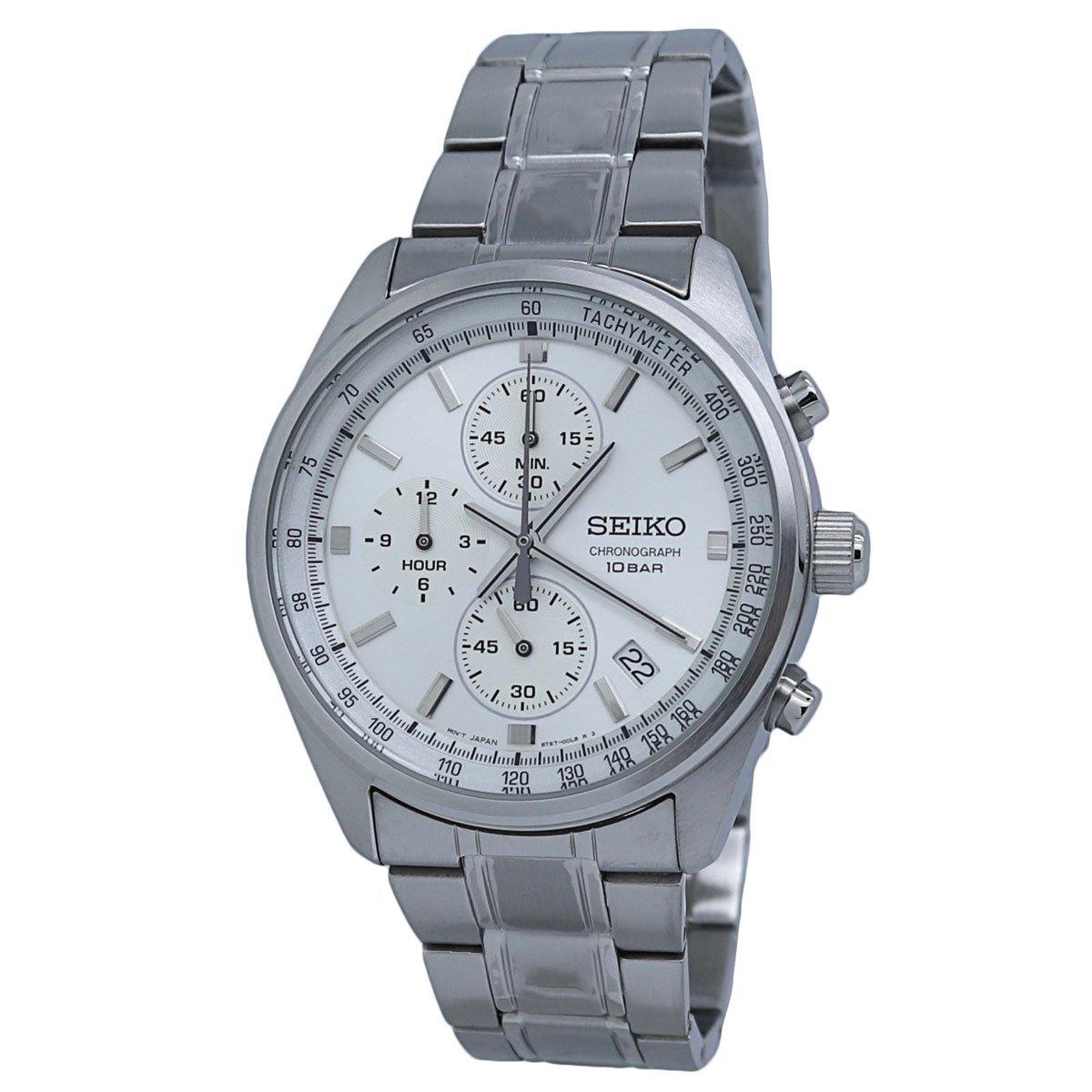  Seiko Chronograph Silver Dial Stainless Steel Men's Watch SSB375 