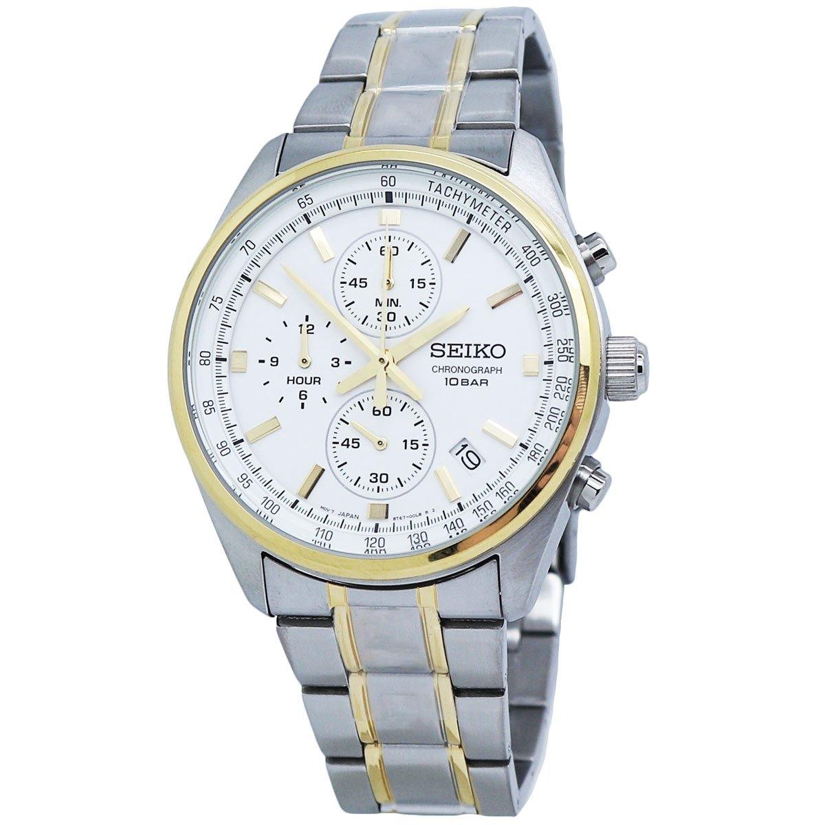  Seiko Chronograph Silver Dial Two-Tone Men's Watch SSB380 