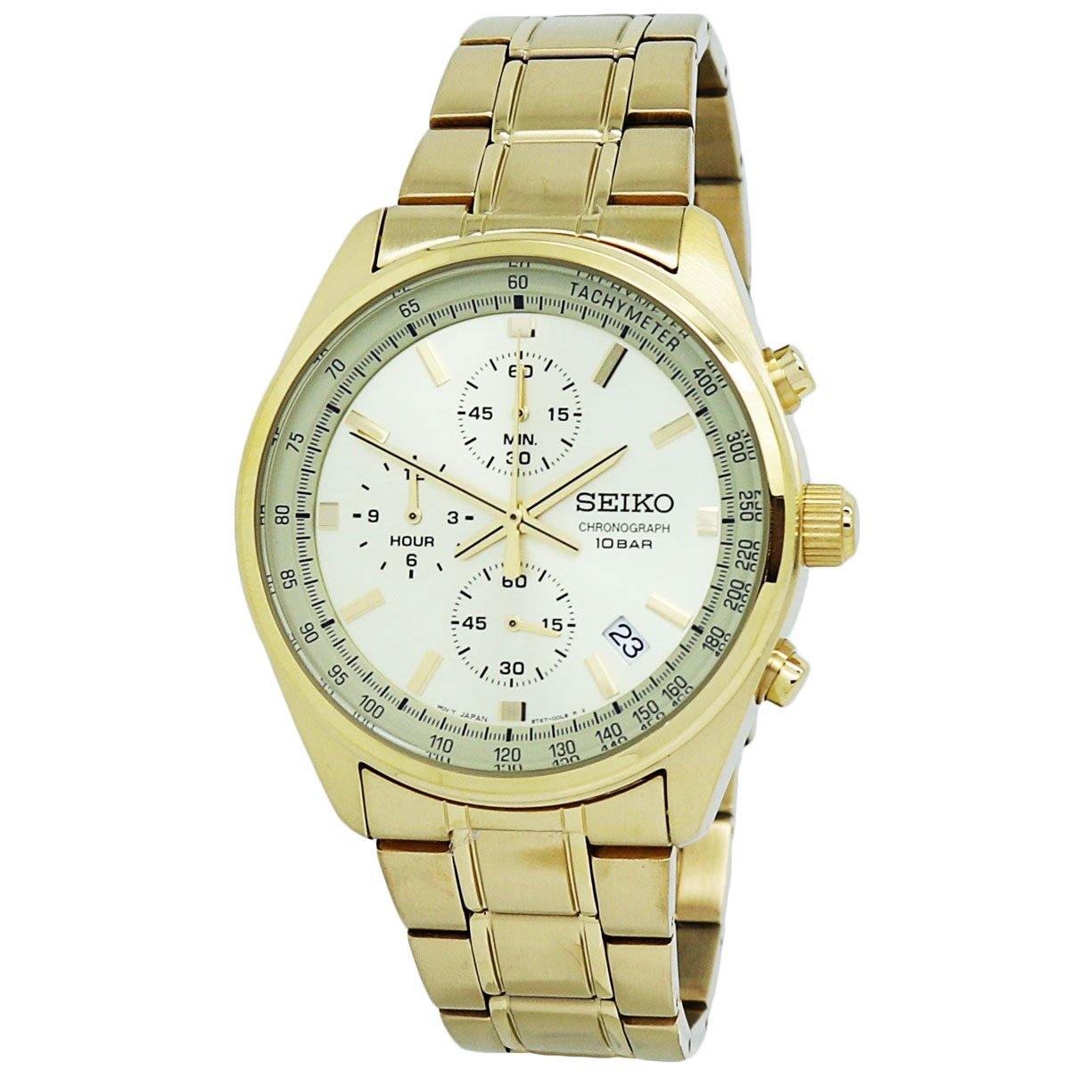  Seiko Chronograph Gold-tone Stainless Steel Men's Watch SSB382 