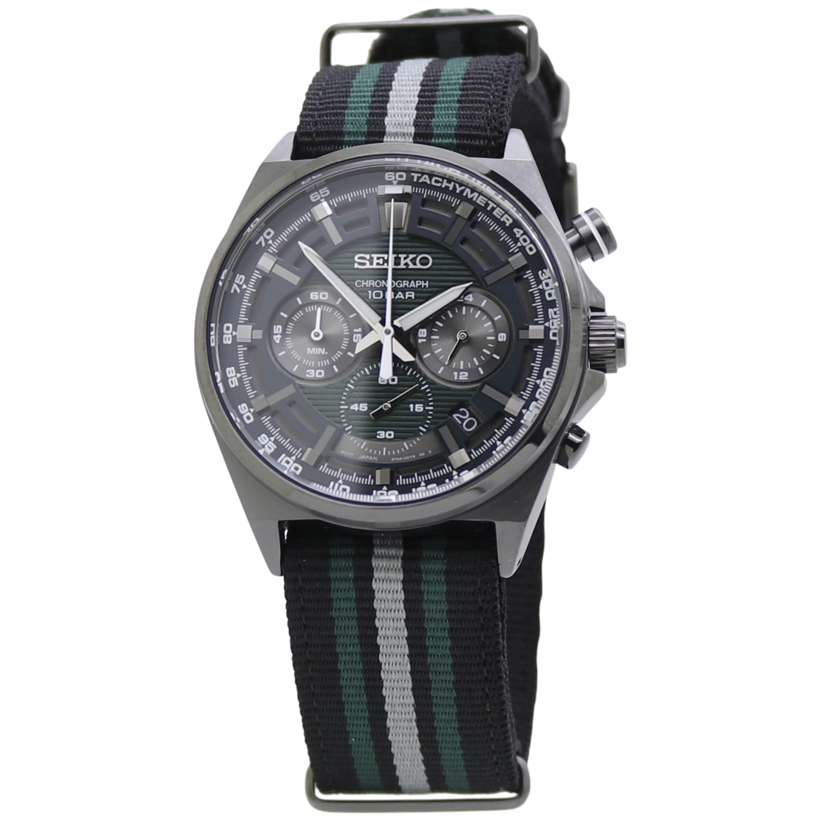 Seiko Chronograph Green Dial Nylon Band Men's Watch SSB411 – pass the watch