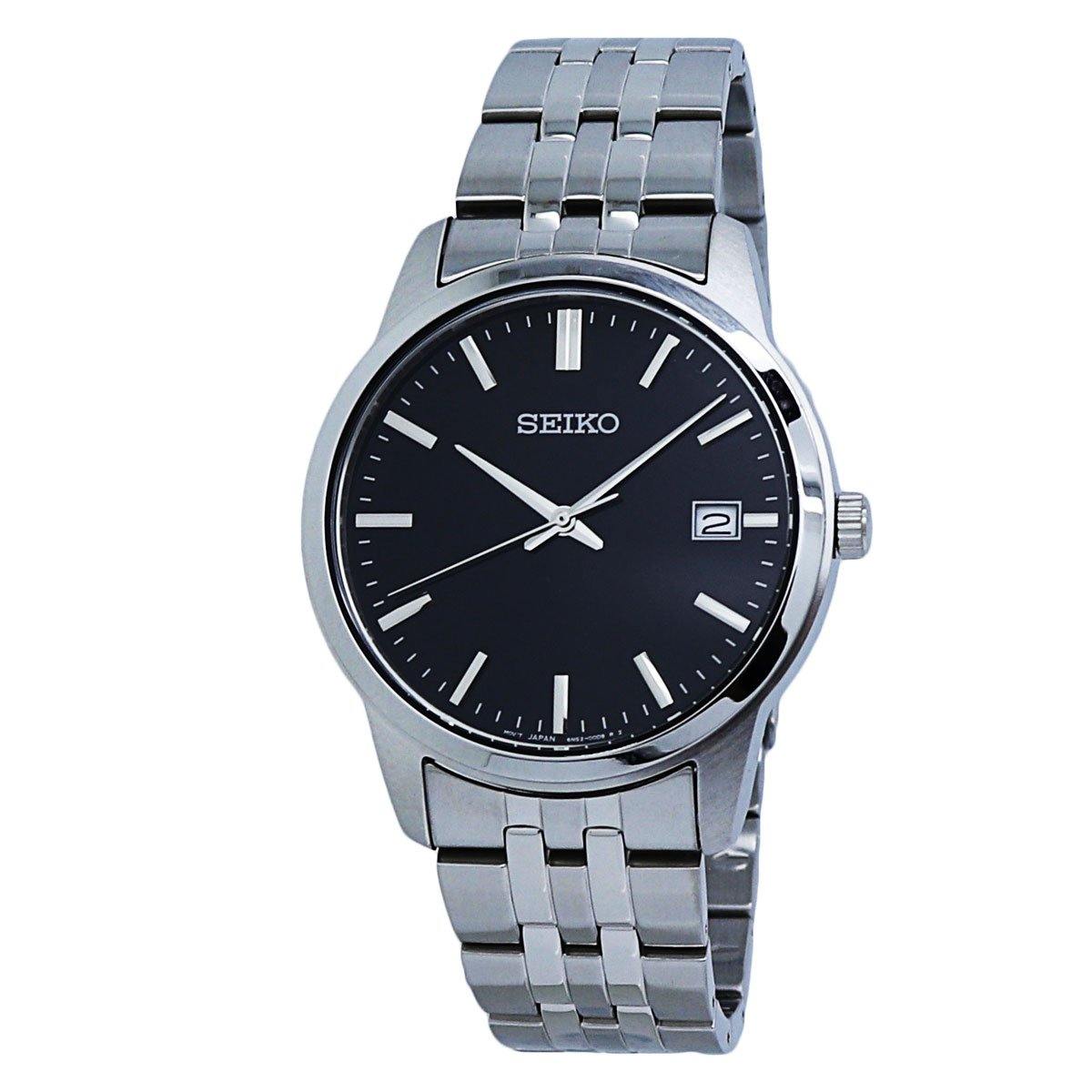  Seiko Essential Black Dial Stainless Steel Men's Watch SUR401 