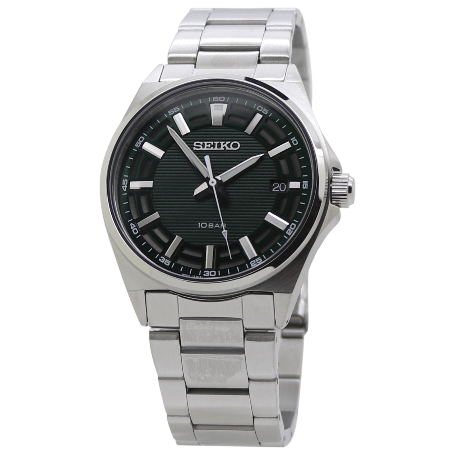  Seiko Quartz Green Dial Stainless Steel Men's Watch SUR503 