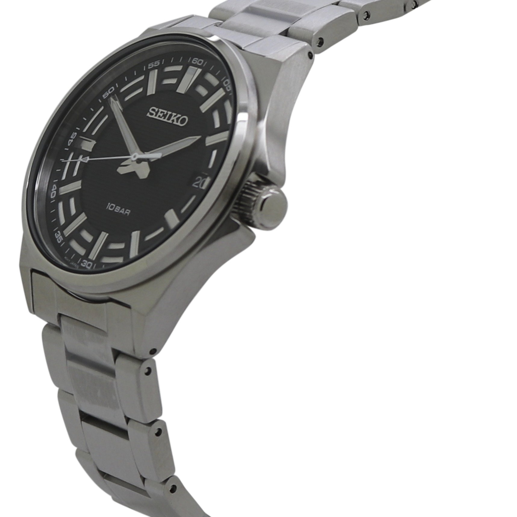 Seiko Quartz Black Dial Stainless Steel Men's Watch SUR505 – pass the watch